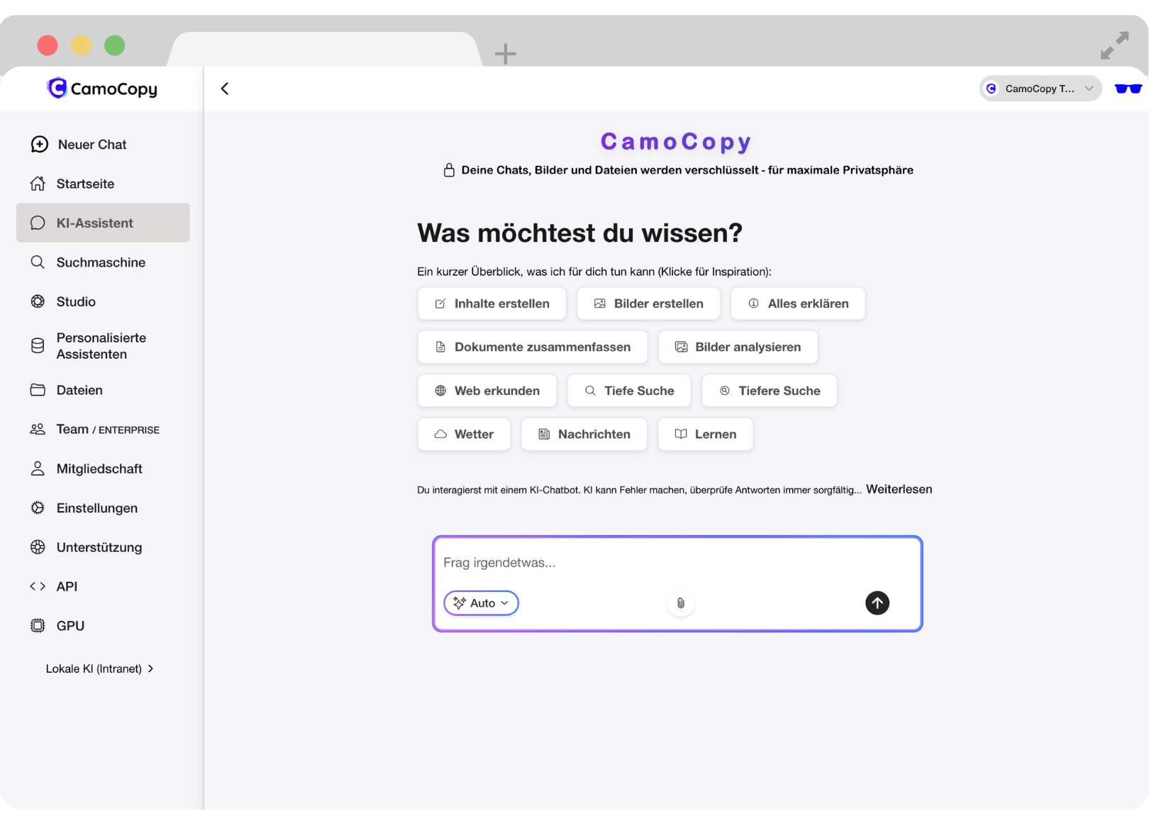 Admin-Dashboard, das Steuerelemente zum Aktivieren oder Deaktivieren verschiedener KI-Modelle und Funktionen anzeigt.