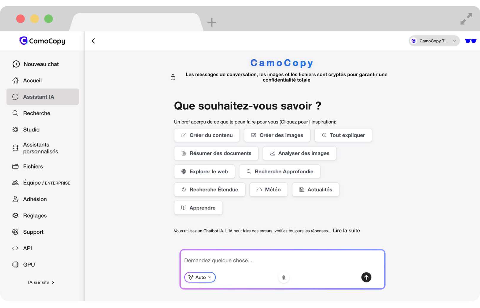 Tableau de bord de l'administrateur montrant les commandes pour activer ou désactiver différents modèles et fonctionnalités d'IA.