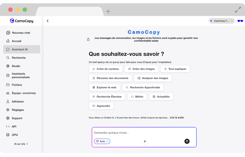 Tableau de bord de l'administrateur montrant les commandes pour activer ou désactiver différents modèles et fonctionnalités d'IA.