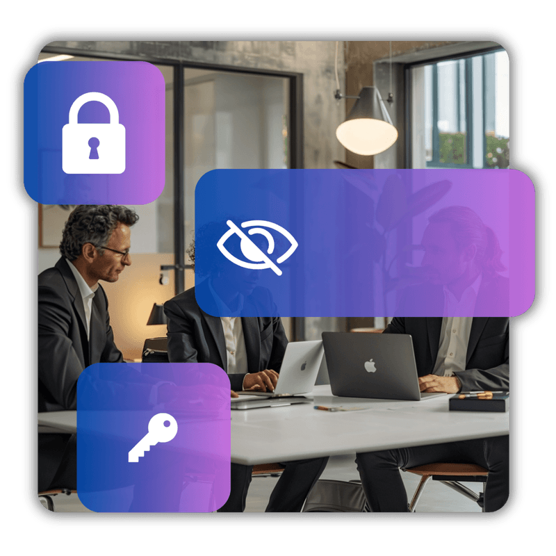 Illustration showing secure data handling with CamoCopy versus insecure public AI services.